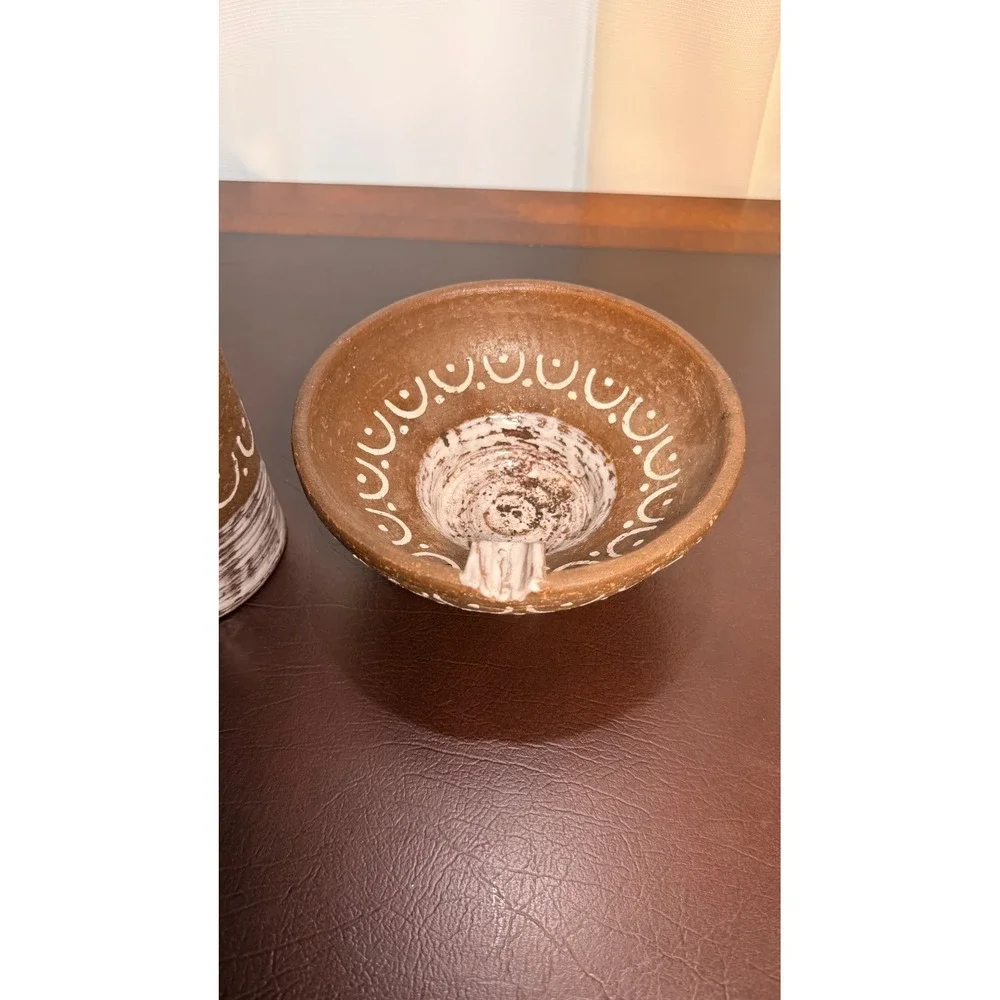 Vintage Bitossi Raymor Italy MCM Pottery Vase & Pipe Ashtray 2174 2177 Set